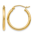 10K Polished Hinged Hoop Earrings, 20 x 2 mm