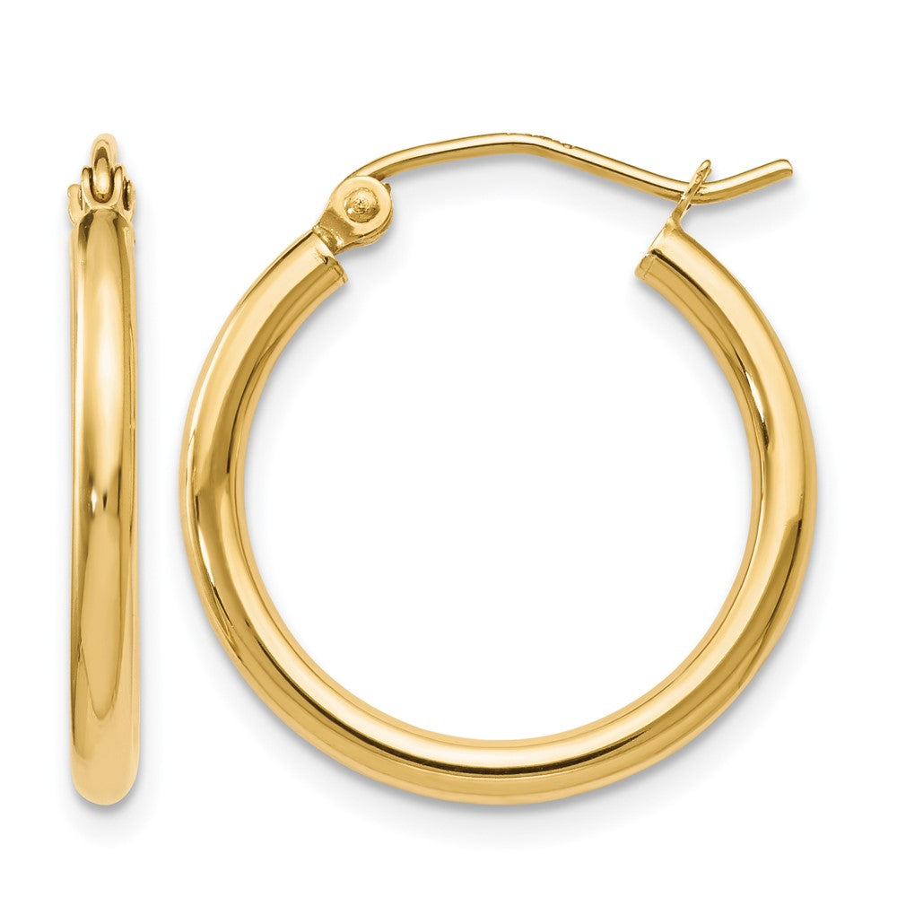 10K Polished Hinged Hoop Earrings, 20 x 2 mm
