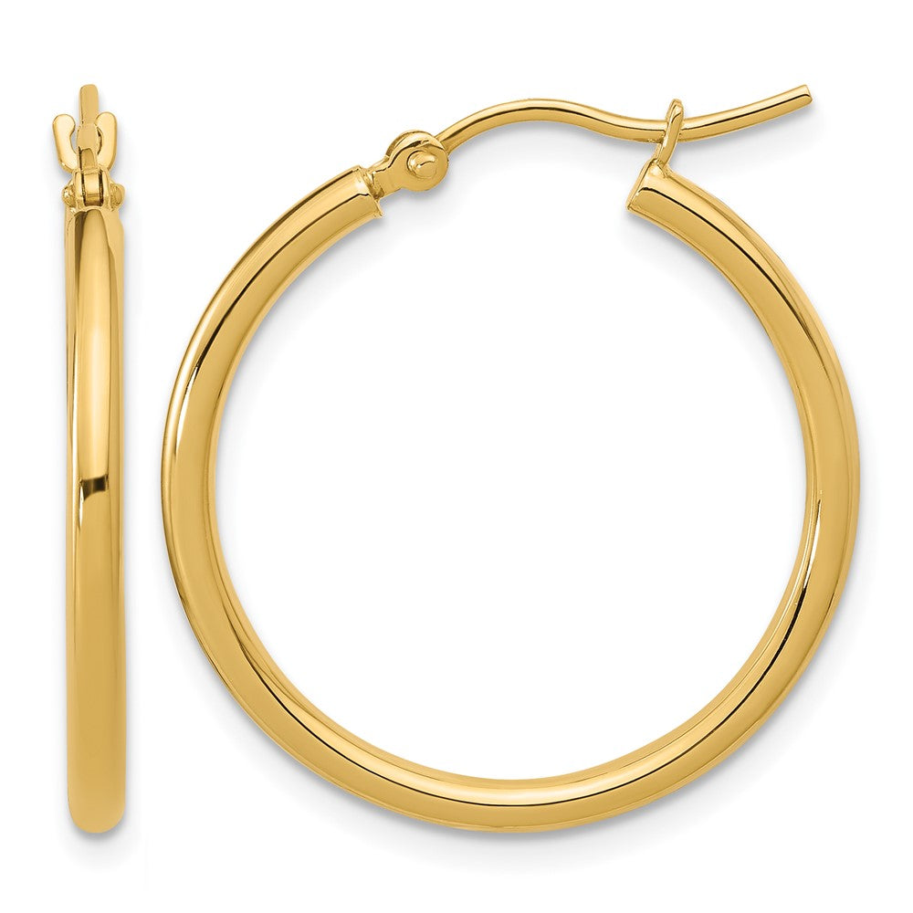 10K Polished Hinged Hoop Earrings, 25 x 2 mm