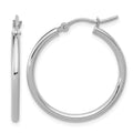 10K White Gold Polished Hinged Hoop Earrings, 25 x 2 mm, 1.25 g
