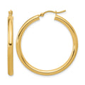10K Polished Hinged Hoop Earrings, 35 x 3 mm