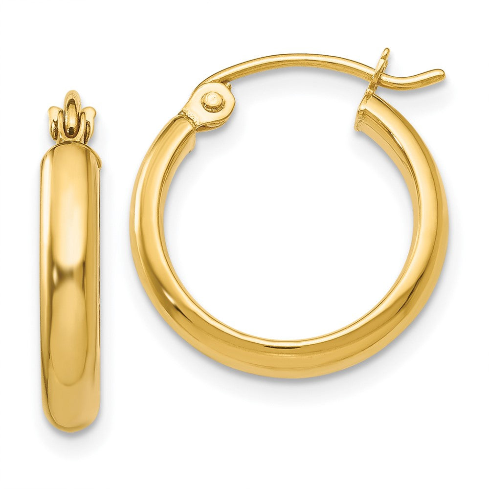 14k 2.75x16mm Polished Tube Hoop Earrings, 15 x 2.75 mm