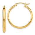 14k 2.75x25mm Polished Tube Hoop Earrings, 25 x 2.75 mm