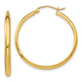 14k 2.75x30mm Polished Tube Hoop Earrings, 30 x 2.75 mm