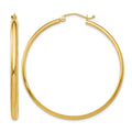 14k 2.75x40mm Polished Tube Hoop Earrings, 40 x 2.75 mm