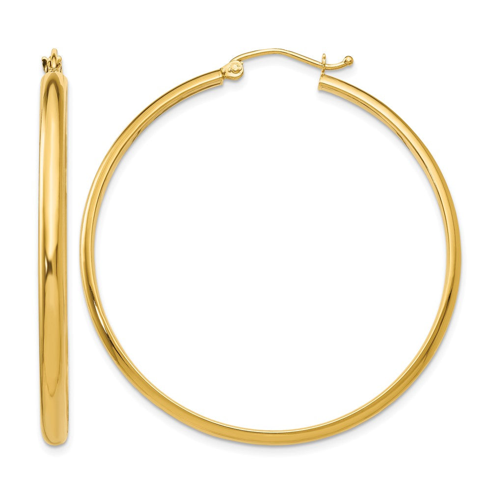 14k 2.75x40mm Polished Tube Hoop Earrings, 40 x 2.75 mm