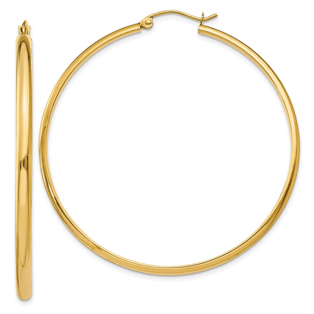 14k 2.75x50mm Polished Tube Hoop Earrings, 50 x 2.75 mm