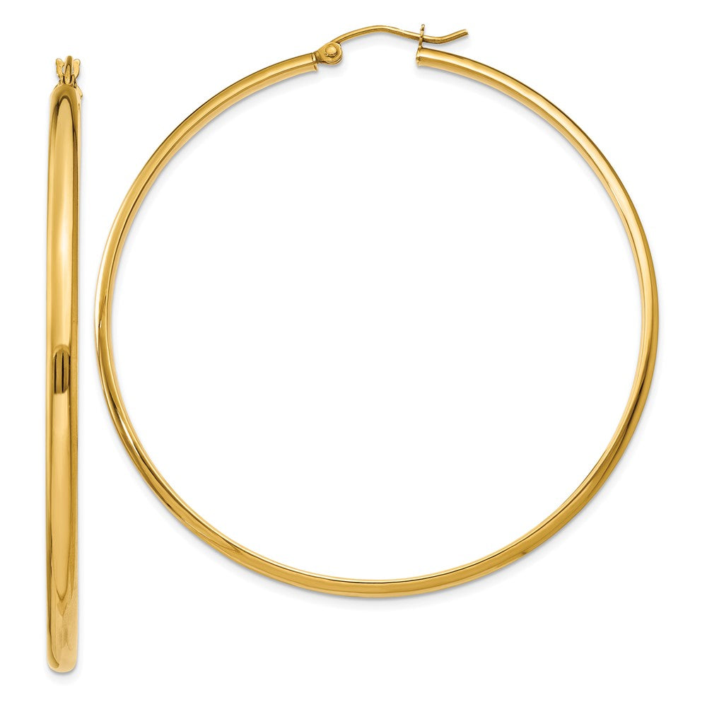 14k 2.75x55mm Polished Tube Hoop Earrings, 55 x 2.75 mm