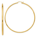 14k 2.75x65mm Polished Tube Hoop Earrings, 65 x 2.75 mm