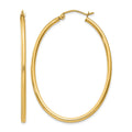 14k 2x47mm Oval Polished Tube Hoop Earrings, 28 x 2 mm