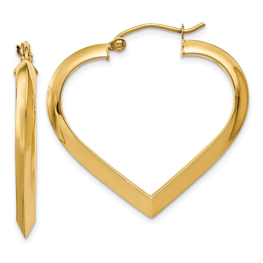 14k Polished Heart Hoop Earring, 28 x 3 mm