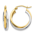 10K Two-tone Polished Hinged Hoop Earrings, 26 x 4.25 mm