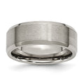 Chisel Titanium Brushed and Polished 8mm Beveled Edge Band, Size 14, 8 mm, 5.01 g - ID5S9TB28-148L7
