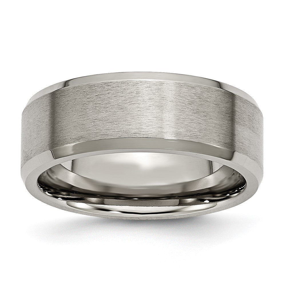 Chisel Titanium Brushed and Polished 8mm Beveled Edge Band, Size 14, 8 mm, 5.01 g - ID5S9TB28-148L7