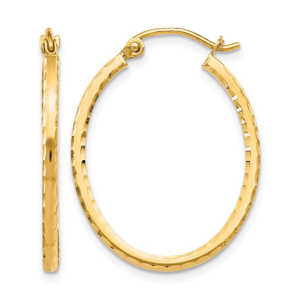 10K D/C Hinged Hoop Earrings, 27 x 1.5 mm