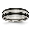 Titanium Beveled Edge 6mm Black IP-plated Satin/Polished Band, 6 mm