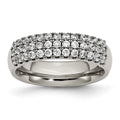 Chisel Titanium Polished Multi-row CZ 7mm Band, Size 6