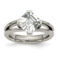 Chisel Titanium Polished with CZ Ring, Size 8