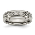 Chisel Titanium Polished with Grey Carbon Fiber Inlay 6mm Band, Size 8.5, 6 mm