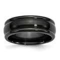 Titanium Black Ti Brushed and Polished Domed 8mm Band, Size 8.5, 8 mm