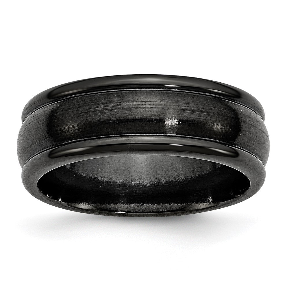 Titanium Black Ti Brushed and Polished Domed 8mm Band, Size 8.5, 8 mm
