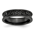 Titanium Black Ti Concave 6mm Polished Band, Size 10.5, 6 mm