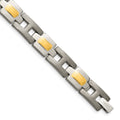 Chisel Titanium Brushed and Polished Yellow IP-Plated 9 inch Bracelet, 9 x 9 mm