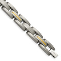 Chisel Titanium with 14k Gold Inlay Brushed 8.5 inch Bracelet, 8.5 x 10 mm