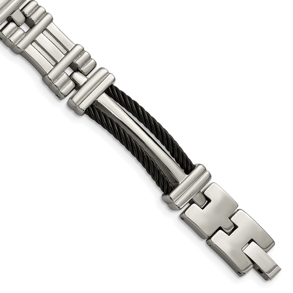 Chisel Titanium Polished Black IP-plated 8.5 inch Bracelet, 8.5 x 10 mm