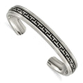 Chisel Titanium Polished with Black Rubber Design Cuff Bangle, 7.5 x 10 mm