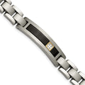 Chisel Titanium with 14K Gold Brushed and Polished with Black Onyx .05 carat Diamond 8.75 inch Bracelet, 0.05 ct, 8.75 x 12.5 mm