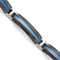 Titanium Black Ti Polished Blue Annodized Bracelet, 8 mm