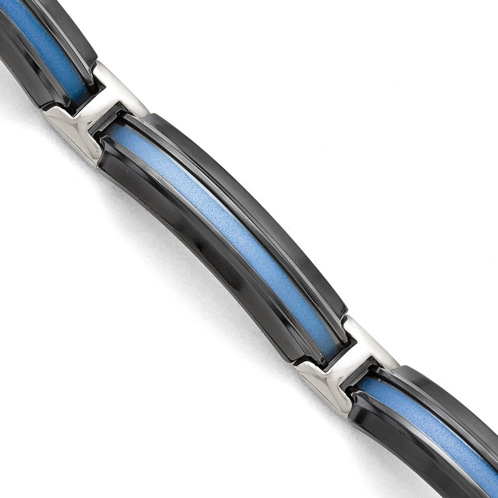 Titanium Black Ti Polished Blue Annodized Bracelet, 8 mm