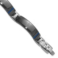 Titanium Black Ti Polished Blue Annodized Bracelet, 8 x 12 mm