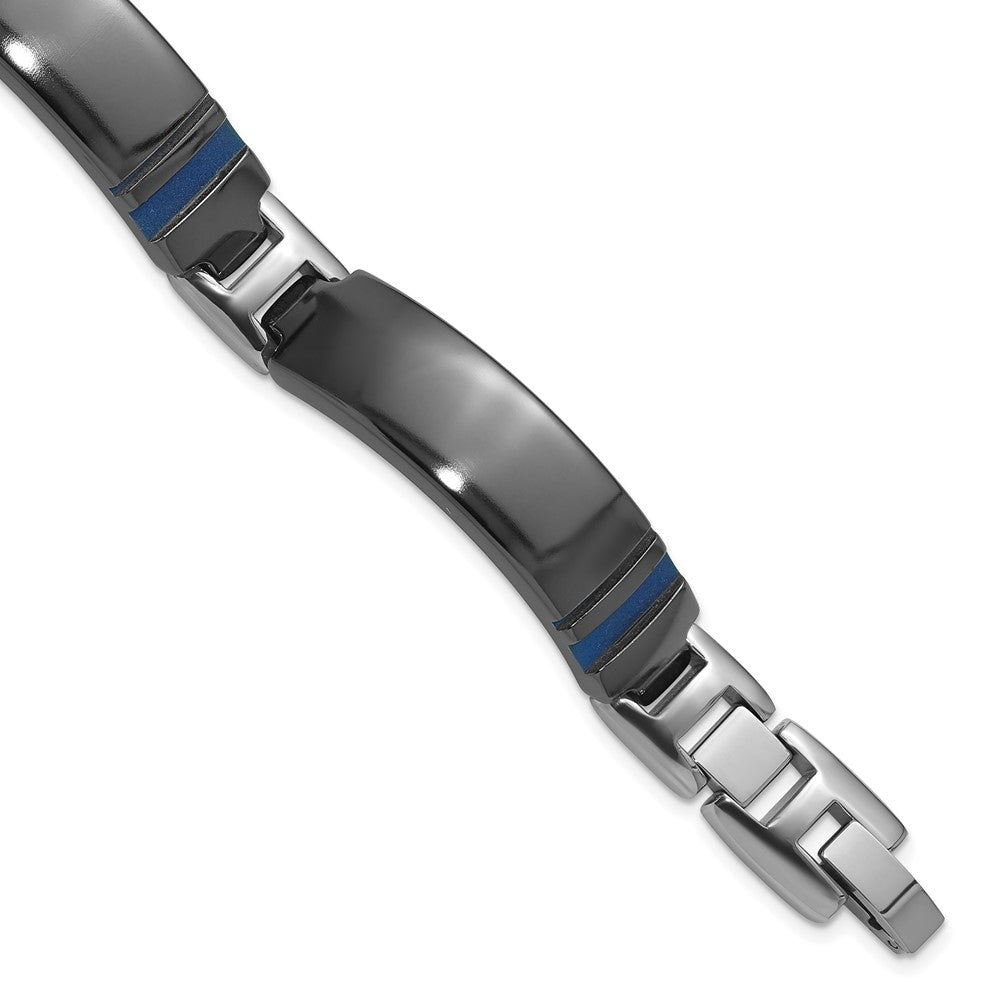 Titanium Black Ti Polished Blue Annodized Bracelet, 8 x 12 mm