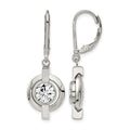 Chisel Titanium Polished CZ Leverback Earrings, 35 x 14 mm