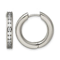 Chisel Titanium Polished CZ Hinged Hoop Earrings, 20 x 22 mm