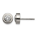 Chisel Titanium Polished CZ Post Earrings, 8.8 x 8.8 mm
