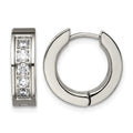Chisel Titanium Polished CZ 5mm Hinged Hoop Earrings, 14.6 x 15.7 mm