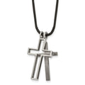Chisel Titanium Leather Cord Cross 18 inch Necklace, 18 x 18 mm