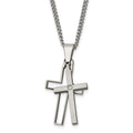 Chisel Titanium Brushed and Polished with .03 carat Diamond Cross 22 inch Necklace, 0.035 ct, 22 x 18 mm