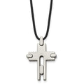 Chisel Titanium Polished Cross Leather Cord 18 inch Necklace, 18 x 24 mm