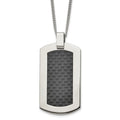 Chisel Titanium Polished with Black Carbon Fiber Inlay 24 inch Necklace, 24 x 28 mm