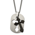 Chisel Titanium Brushed Black IP-plated Moveable Cross 22 inch Necklace, 22 x 22 mm