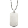 Chisel Titanium Brushed with .02 carat Diamond Accent Dog Tag 22 inch Necklace, 0.02 ct, 22 x 19 mm