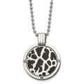 Titanium Polished Black Enamel with 1/20ct. Diamond 24in Necklace, 0.05 ct, 24 mm