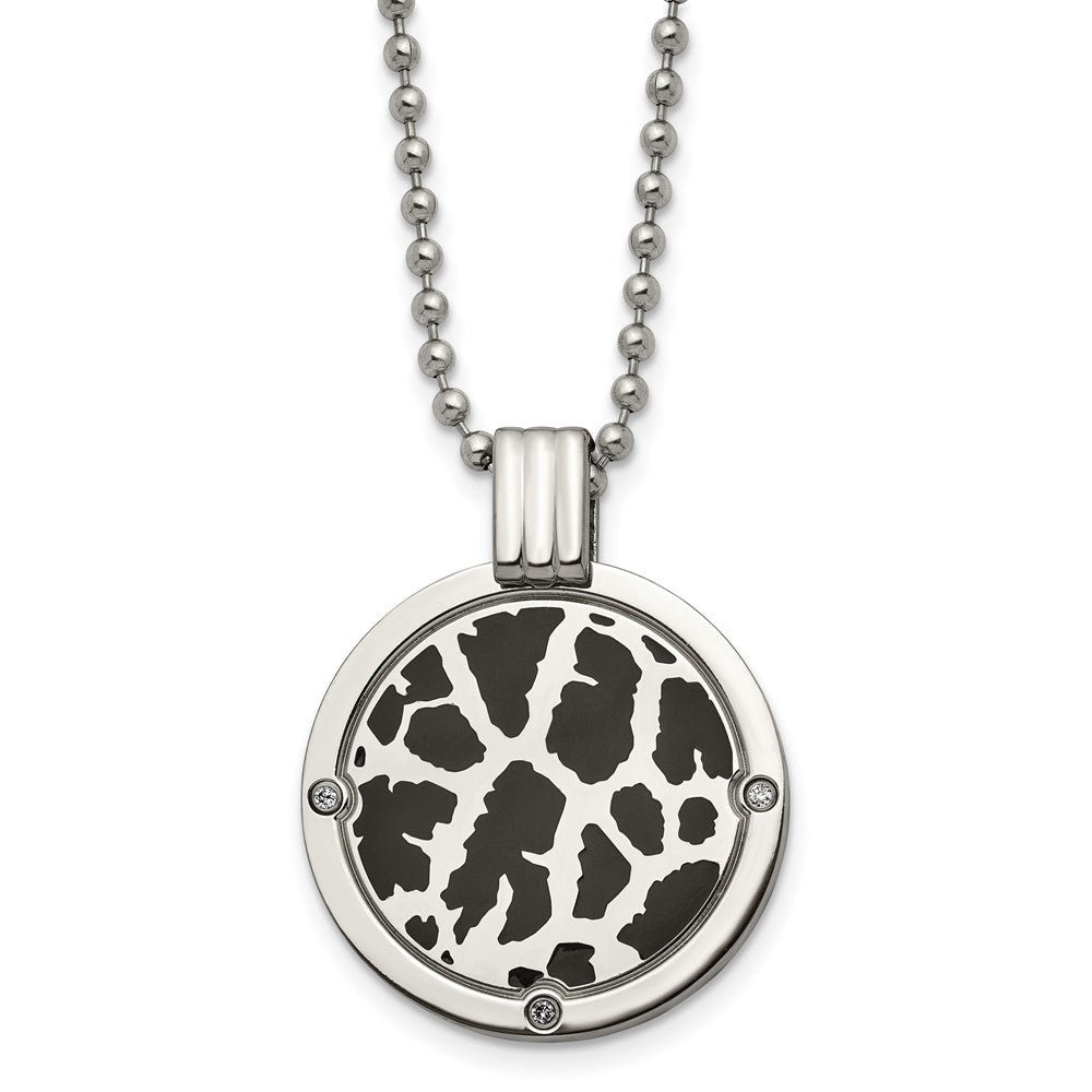 Titanium Polished Black Enamel with 1/20ct. Diamond 24in Necklace, 0.05 ct, 24 mm