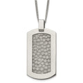 Chisel Titanium Polished and Hammered Dog Tag 22 inch Necklace, 22 x 29 mm