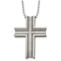 Chisel Titanium Polished Cross 24 inch Necklace, 24 x 37.9 mm