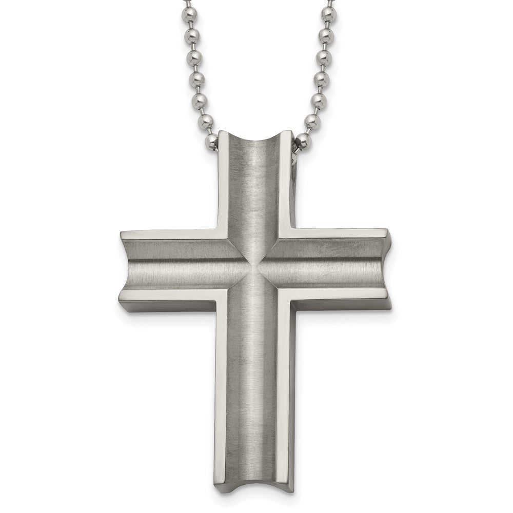 Chisel Titanium Polished Cross 24 inch Necklace, 24 x 37.9 mm